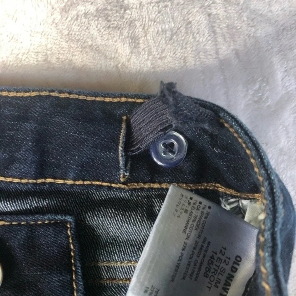 Old Navy Girl's Super Skinny Adjustable Waist Dark Wash Denim Jeans 12 Slim